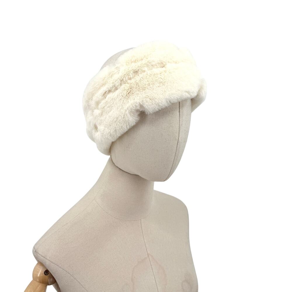 White Ski Chalet Embroidered Textured Headband Ear Warmer